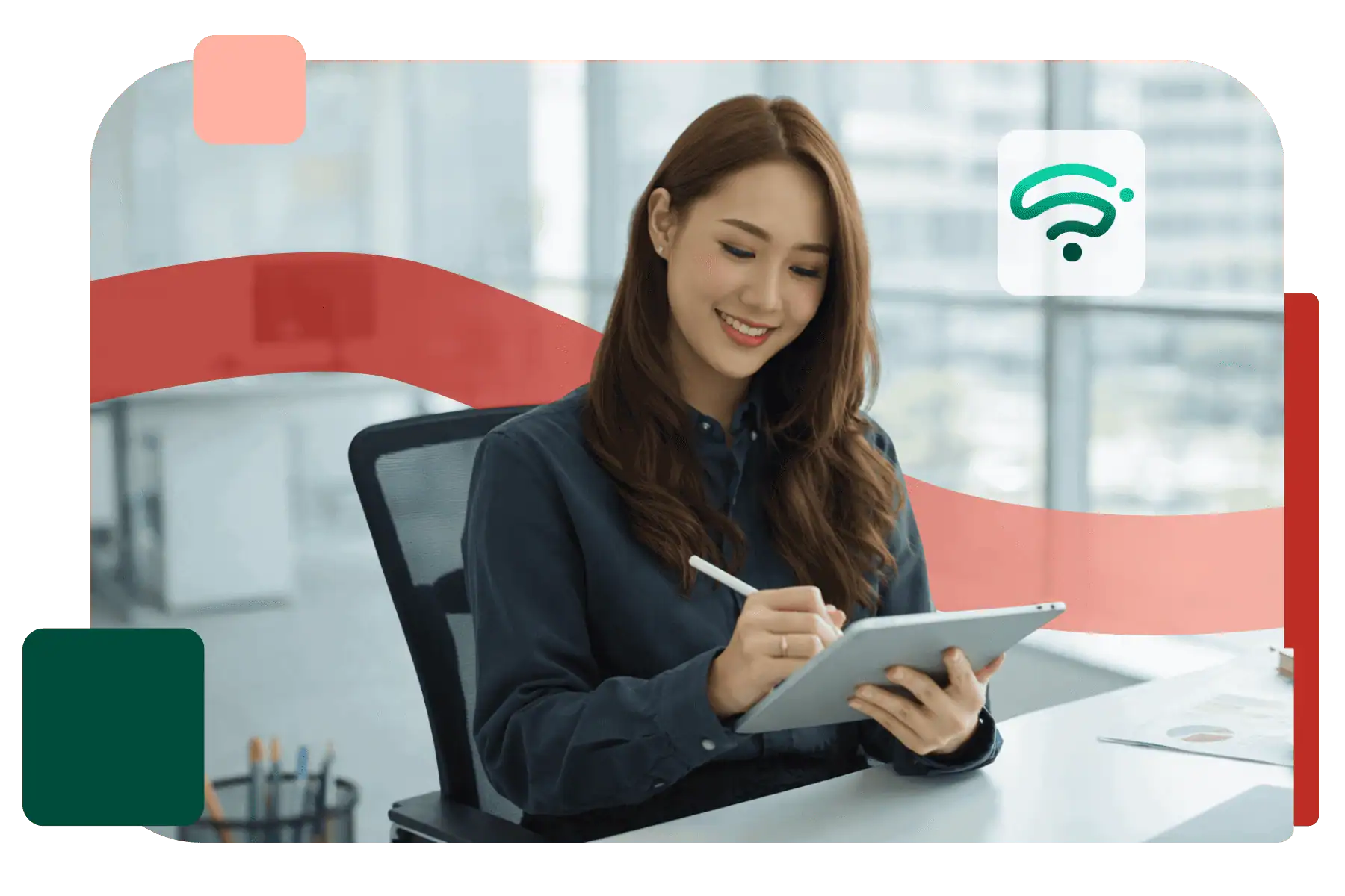 Femme travaillant sur une tablette